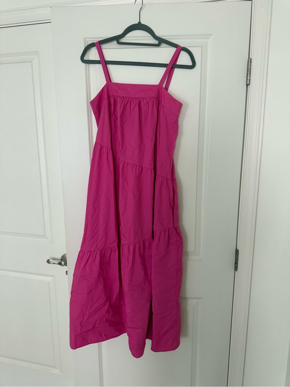 Donna Morgan Fuchsia Tiered Sundress with Spaghetti Straps